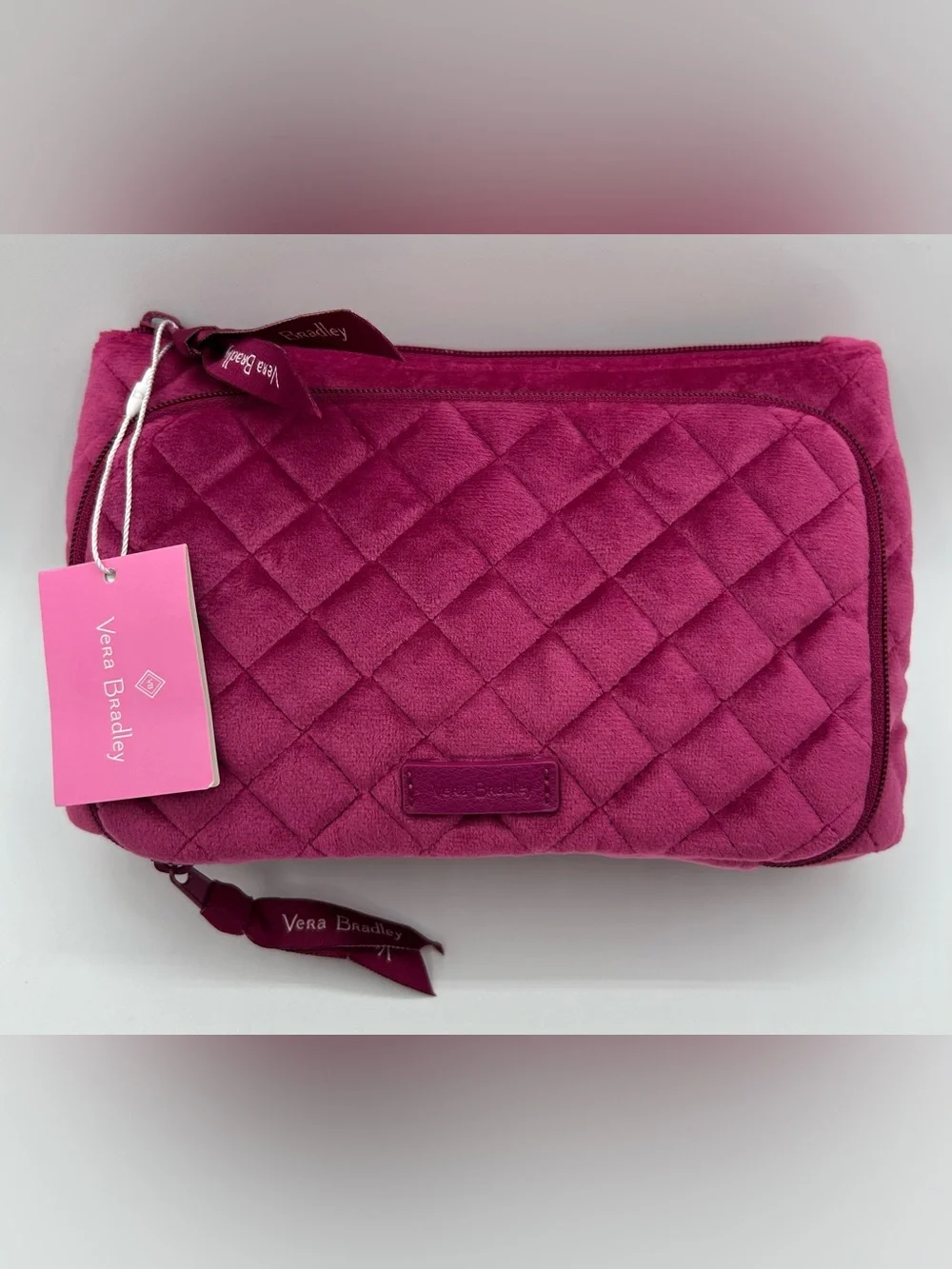 VERA BRADLEY Quilted Pink Velvet Compact Organizer.